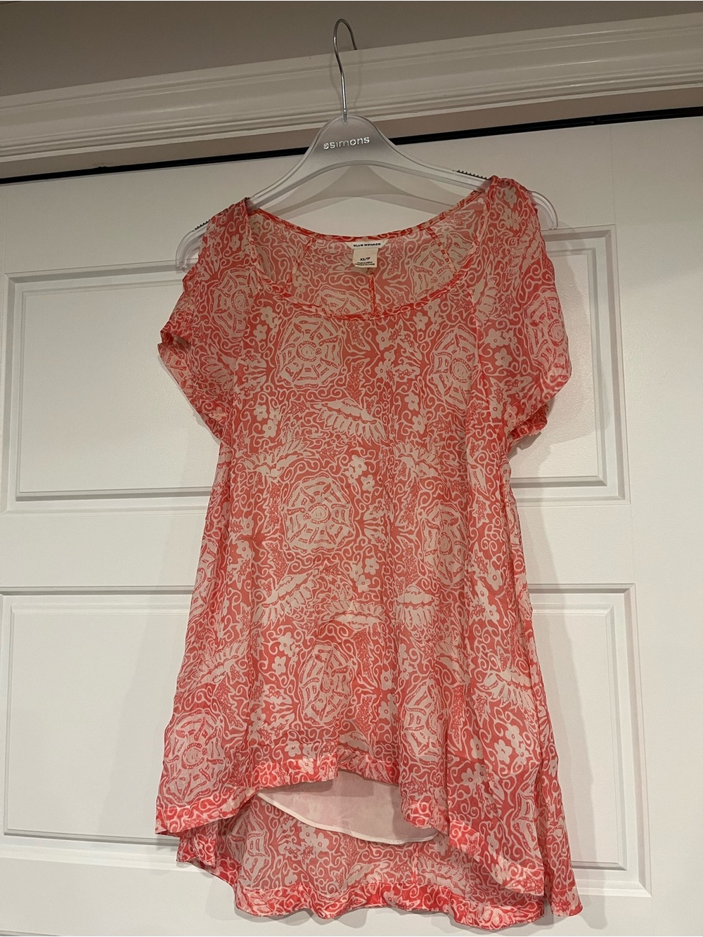 Club Monaco Lightweight Coral Print Blouse